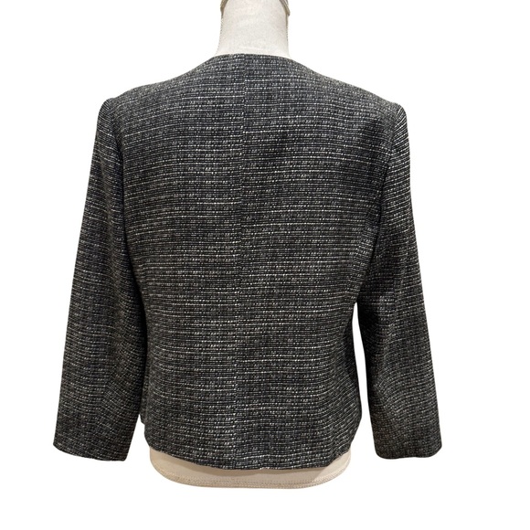 NWT CeCe Black/White Tweed Look Trendy Short Blazer With Pockets and Bow Details - Picture 6 of 11
